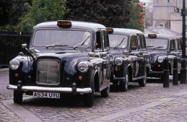 Black taxi cab rank, LOndon, England, Great Britain
