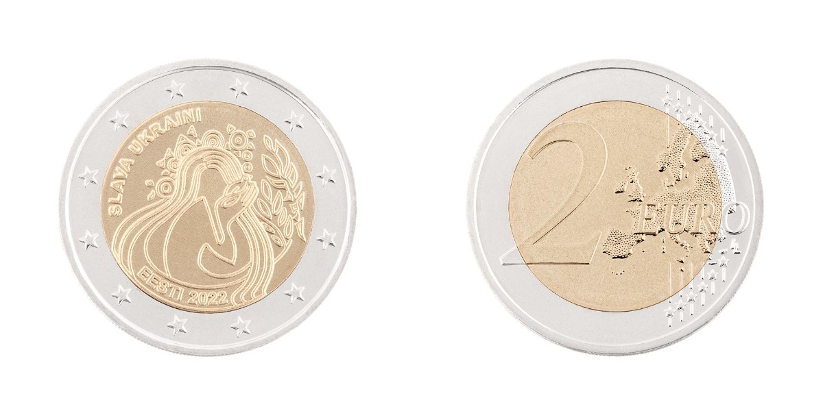 Коллекционная монета Эстонии, выпущенная в поддержку Украины 