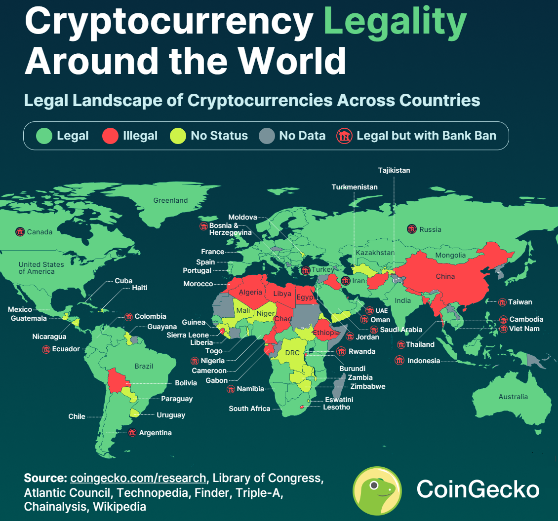 В каких странах криптовалюты остаются нелегальными