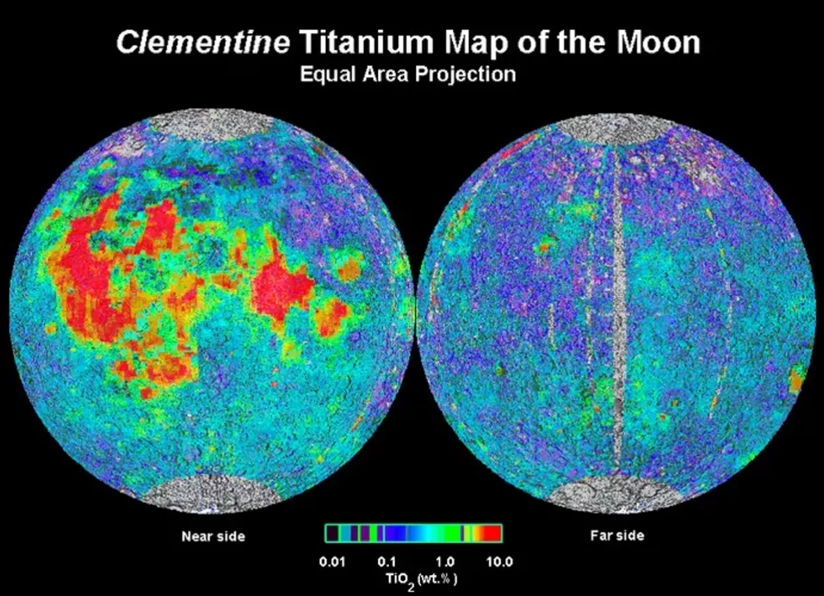 Миссия Clementine на Луну показала, насколько широко распространены базальты с высоким содержанием титана