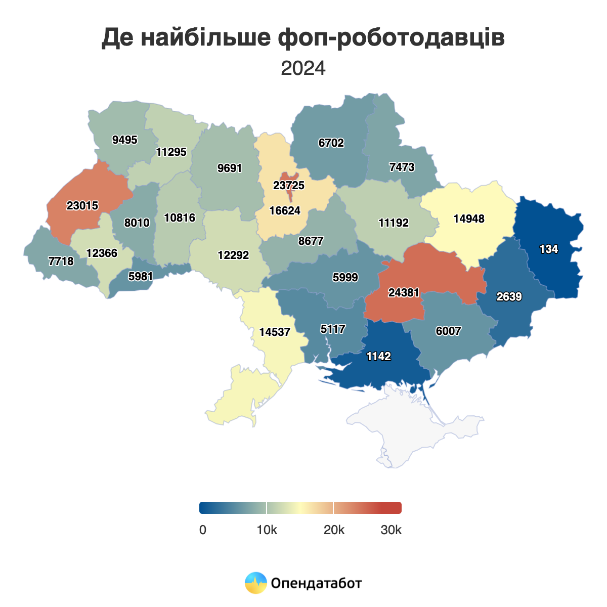 В каких регионах Украины ФЛП чаще всего нанимают работников — Опендатабот