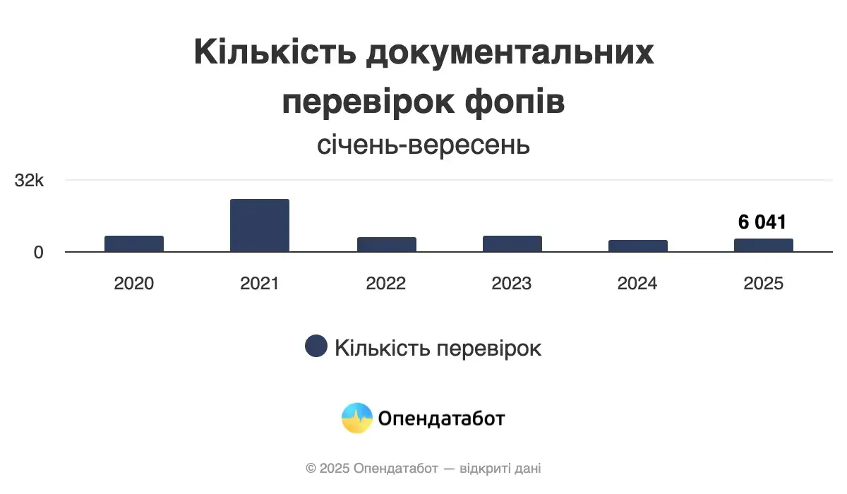 Податкова суттєво збільшила кількість перевірок ФОПів — Опендатабот